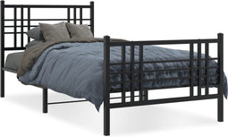 vidaXL - Bedframe - met - hoofd- - en - voeteneinde - metaal - zwart - 100x200 - cm