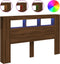 Hoofdeinde met LED 160x18,5x103,5 cm bewerkt hout bruineiken