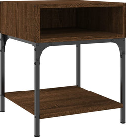 vidaXL - Nachtkastje - 40x41x50 - cm - bewerkt - hout - bruin - eikenkleurig