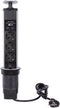 Perel Pop-upstekkerdoos - 3 stopcontacten type F - 2 USB-poorten - zwart/grijs
