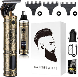 Sansbeauté® Buddha Trimmer - Draadloze T-blade Tondeuse - 3 opzetkammen - Roestvrij staal