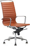 Feel Furniture - Luxe design bureaustoel van 100% rundleer - Hoge rugleuning - Lichtbruin