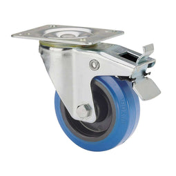 Rueda Ruedas Alex Blauw Rubber Poliamix 80 kg draaibaar