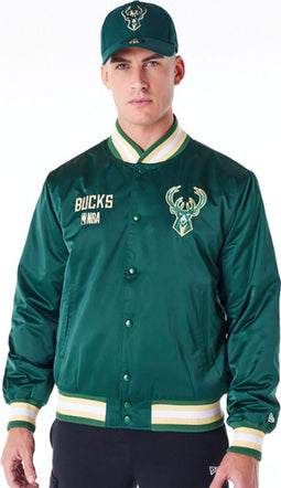 New Era - Milwaukee Bucks - NBA Satin Dark Green Bomber Jacket