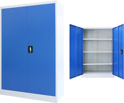 vidaXL - Kantoorkast - 90x40x140 - cm - metaal - grijs - en - blauw
