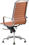 Feel Furniture - Luxe design bureaustoel van 100% rundleer - Hoge rugleuning - Lichtbruin