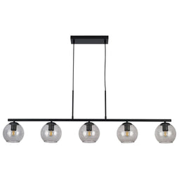 GAMMA Esfera - Hanglamp 5-lichts - Mat zwart met rookglas 130cm x 130cm x 16cm
