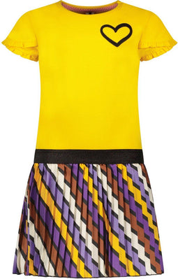 B. Nosy Meisjes Jurk - B.Bananas Collectie - Gele bovenkant met gestreepte print - Maat 116