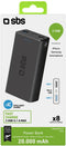SBS Fast Charge - Powerbank 20.000 mAh - 2 USB-A 1 USB-C - Zwart