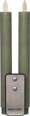 Anna's Collection Led dinerkaarsen - 23 cm - bewegende vlam - jade groen (2 stuks)