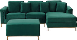 OSLO - Hoekbank met ottomaan - Groen - Linkerzijde - 270 cm - Fluweel