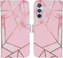 iMoshion Hoesje Geschikt voor Samsung Galaxy A34 (5G) Hoesje Met Pasjeshouder - iMoshion Design Softcase Bookcase - Roze / Pink Graphic