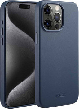 Accezz iPhone 15 Pro Max - MagSafe Leather Backcover - Echt leer - Donkerblauw