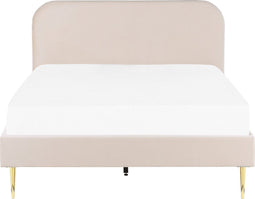 FLAYAT - Tweepersoonsbed - Lichtbeige - 140 x 200 cm - Fluweel