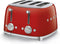 SMEG TSF03RDEU - Broodrooster - 4 brede sleuven 2000 W - Rood