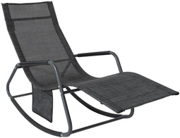 SoBuy OGS47-MS - Tuinstoel - Zwarte Metal Schommelstoel met Zijzak - Matzwart