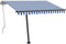 vidaXL - Luifel - handmatig - uittrekbaar - met - LED - 350x250 - cm - blauw - en - wit