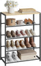 WOLTU Organizer schoenenrek - 4 niveaus - licht eiken en zwart - 63 x 83 x 30 cm