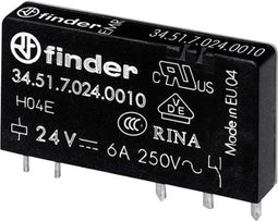 Finder 34.51.7.024.5010 - Printrelais - 6A schakelvermogen - Zwart