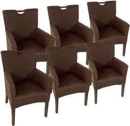 SVJ Eetkamerstoelen - 64x59x91 cm - Rotan - Bruin - Set van 6