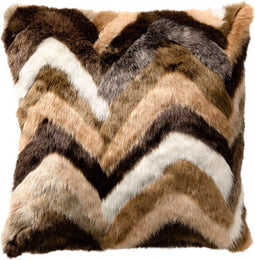 Dutch Decor KEE - Sierkussen 45x45 cm - fluffy - met zigzagstrepen – Chocolate Martini - multicolour - Inclusief binnenkussen