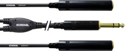 Cordial CFY 0.3 VKK - Stereo jack male naar 2x stereo jack female - 30 cm - Zwart