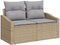 vidaXL - 2-zits - ligbed - met - kussens - - - beige - poly - rattan