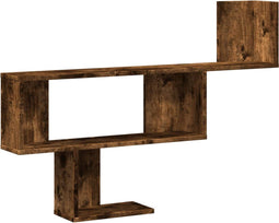 vidaXL - Wandschap - 100x15x70 - cm - bewerkt - hout - gerookt - eikenkleurig
