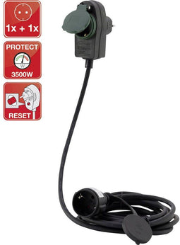 REV 0017101514 Stroom Verlengkabel Zwart 10.00 m H05RR-F 3G 1,5 mm²