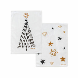 Happy Friday Tea towel (2 pc) Gold Xmas 70x50 cm Multicolor