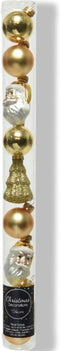 9 Glazen kerstballen en figuren mix licht goud