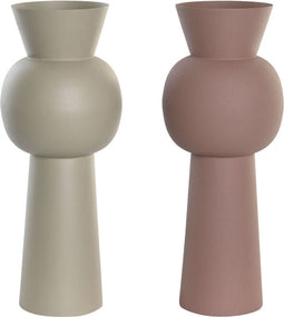 Vaas DKD Home Decor 19 x 19 x 51,5 cm Beige Roze Ijzer (2 Stuks)