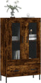 vidaXL - Hoge - kast - 69,5x31x115 - cm - bewerkt - hout - gerookt - eikenkleurig