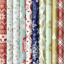 Benza cadeaupapier - Assortiment kerstpapier - 10 rollen 2 meter x 70 cm