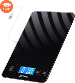 Lekro Keukenweegschaal - Digitaal - USB Oplaadbaar 1g-15kg - Zwart