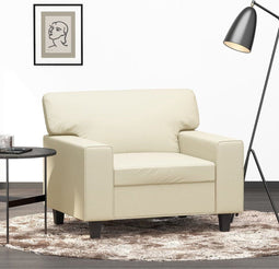 vidaXL Fauteuil 60 cm kunstleer crèmekleurig