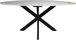 Ovale eettafel - 180x100x76 - Wit/zwart - Marmer/metaal
