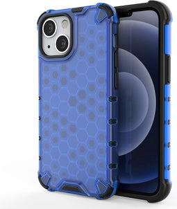 Lunso - Honinggraat Armor Backcover hoes - Geschikt voor iPhone 13 Mini - Blauw