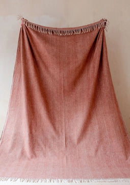 Sprei Visgraat Roest bruin (Rust) - 175x250 - Gerecycled Wol - TBCo Scotland
