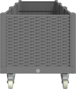 vidaXL - Plantenbak - met - wielen - 240x50x54 - cm - polypropeen - lichtgrijs