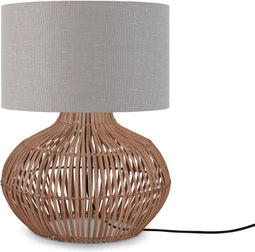 GOOD&MOJO Tafellamp Kalahari - Lichtgrijs/Rotan - Ø32cm - Modern
