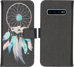 iMoshion Hoesje Geschikt voor Samsung Galaxy S10 Hoesje Met Pasjeshouder - iMoshion Design Softcase Bookcase - Zwart / Meerkleurig / Dreamcatcher