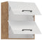 ROCK - Hoge kast - Lancelot eiken en glanzend witte melamine - 60 cm - 2 kanteldeuren