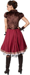Dressforfun Steampunk edelvrouw S - Verkleedkostuum - Satijnen jurk met gelaagde rok - Zwart
