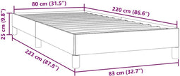 vidaXL - Bedframe - zonder - matras - 80x220 - cm - fluweel - zwart