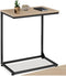 tectake® C-Vormige Bijzettafel - Hout en Metaal - Industriële Stijl 55,5x35x67 cm Zwart Metalen Frame Licht Sonoma Eiken