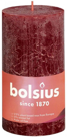 Bolsius Stompkaars Velvet Red Ø68 mm - Hoogte 13 cm - Donkerrood - 60 branduren