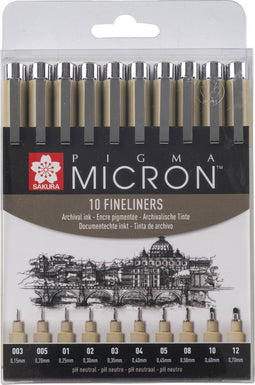 Sakura Pigma Micron Etui - Fineliners - 10 stuks - Zwart