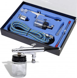vidaXL - Airbrush - set - met - glazen - beker - 0,2 - / - 0,3 - / - 0,5 - mm - mondstukken
