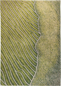 9133 Waves Shores Gambia Coast Vloerkleed - 230x330 - Rechthoek - Laagpolig Tapijt - Modern - Grijs, Groen